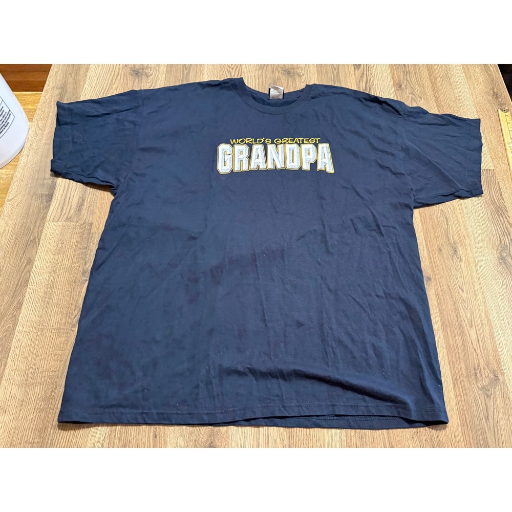 World's Greatest Dad T-Shirt Mens 3XL Blue Grandpa Graphic Tee Used Excellent
